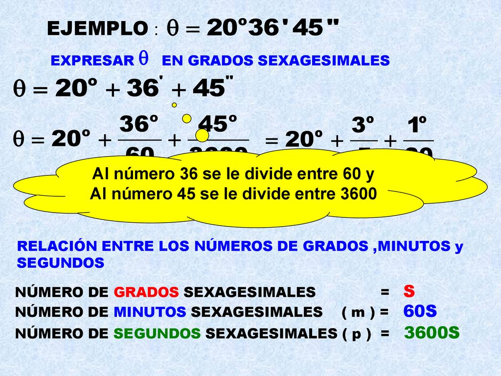 EJEMPLO : Al número 36 se le divide entre 60 y