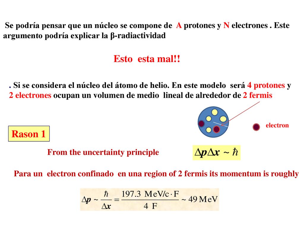 Se podría pensar que un núcleo se compone de A protones y N electrones