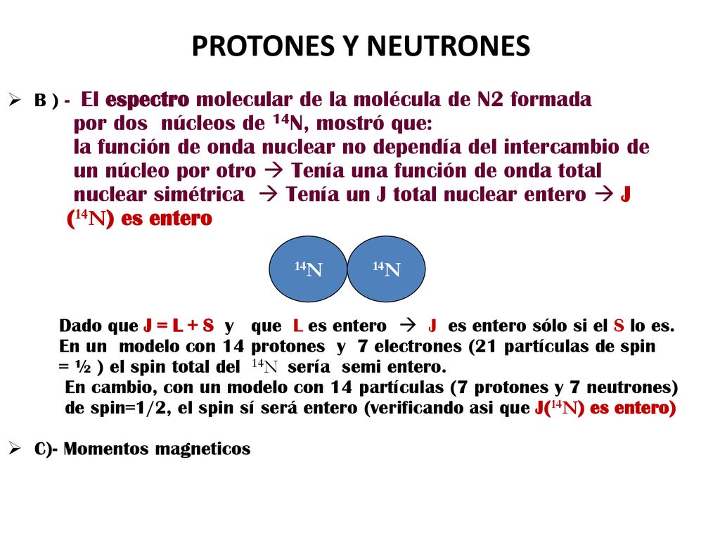 PROTONES Y NEUTRONES por dos núcleos de 14N, mostró que: