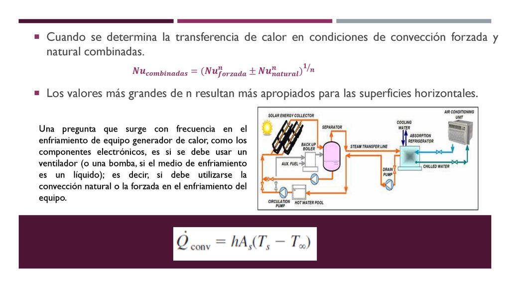 Cuando se determina la transferencia de calor en condiciones de convección forzada y natural combinadas.