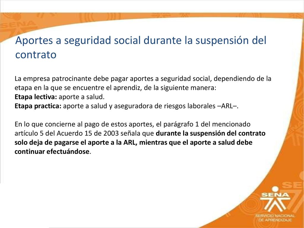 Aportes a seguridad social durante la suspensión del contrato