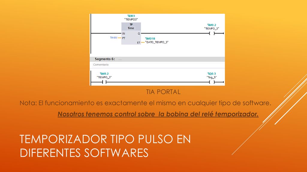 TEMPORIZADOR tipo pulso en diferentes softwares