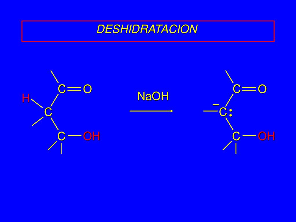 DESHIDRATACION OH H C O OH C O • • – NaOH 12