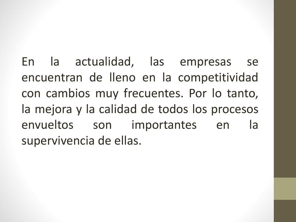 En la actualidad, las empresas se encuentran de lleno en la competitividad con cambios muy frecuentes.