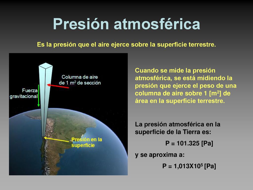 Es la presión que el aire ejerce sobre la superficie terrestre.