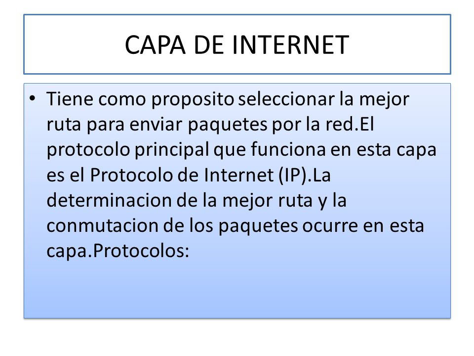 CAPA DE INTERNET