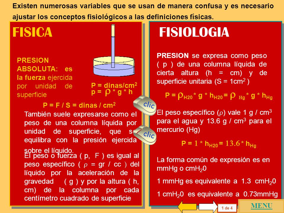 Existen numerosas variables que se usan de manera confusa y es necesario ajustar los conceptos fisiológicos a las definiciones físicas.