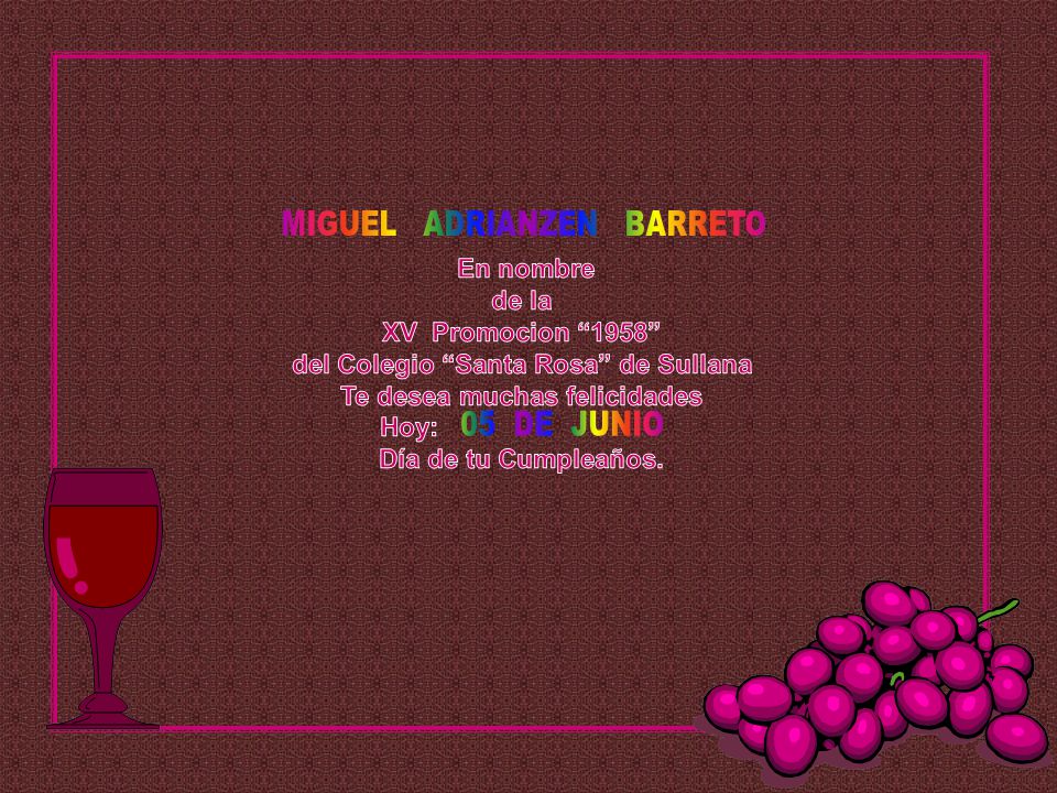 del Colegio Santa Rosa de Sullana Te desea muchas felicidades