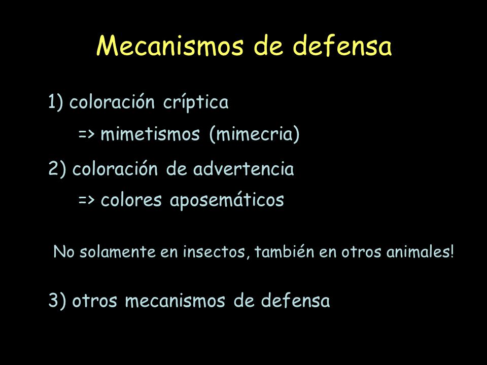 Mecanismos de defensa 1) coloración críptica