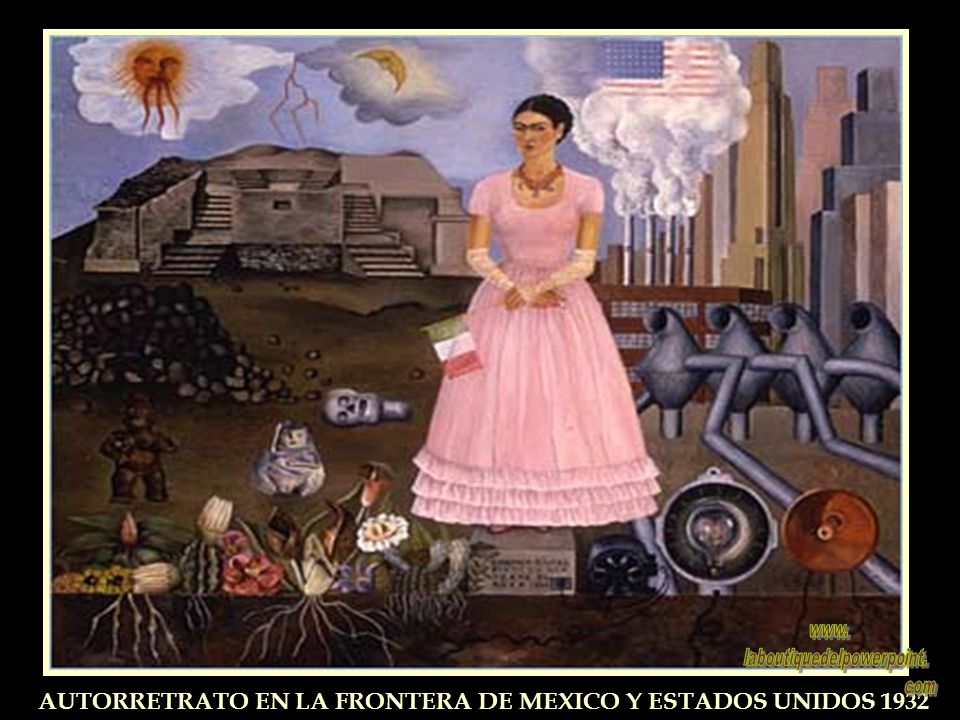AUTORRETRATO EN LA FRONTERA DE MEXICO Y ESTADOS UNIDOS 1932