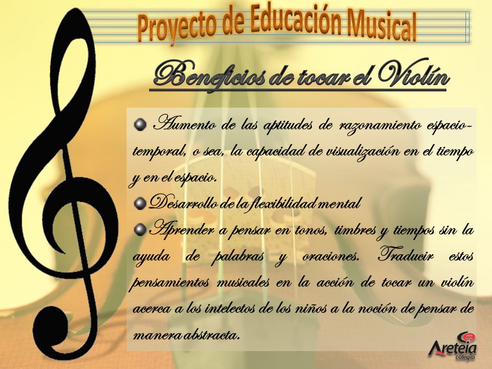 Proyecto de Educación Musical Beneficios de tocar el Violín