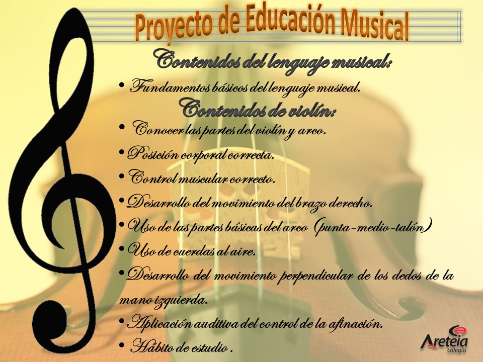 Proyecto de Educación Musical Contenidos del lenguaje musical: