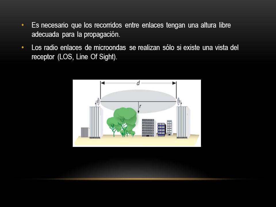 Es necesario que los recorridos entre enlaces tengan una altura libre adecuada para la propagación.