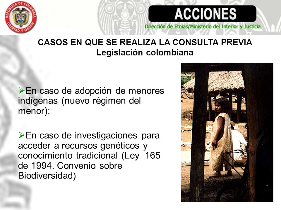 CASOS EN QUE SE REALIZA LA CONSULTA PREVIA Legislación colombiana