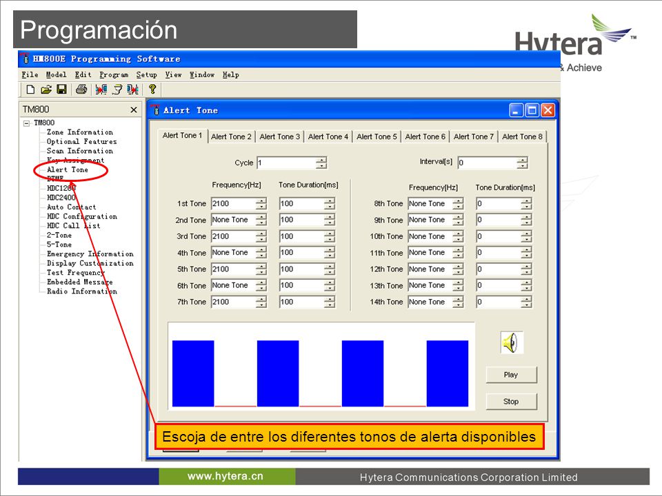 Programación Escoja de entre los diferentes tonos de alerta disponibles