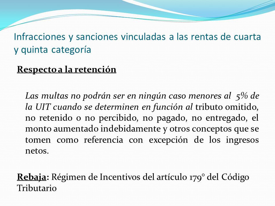 Infracciones y sanciones vinculadas a las rentas de cuarta y quinta categoría