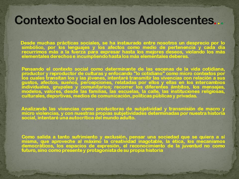 Contexto Social en los Adolescentes...