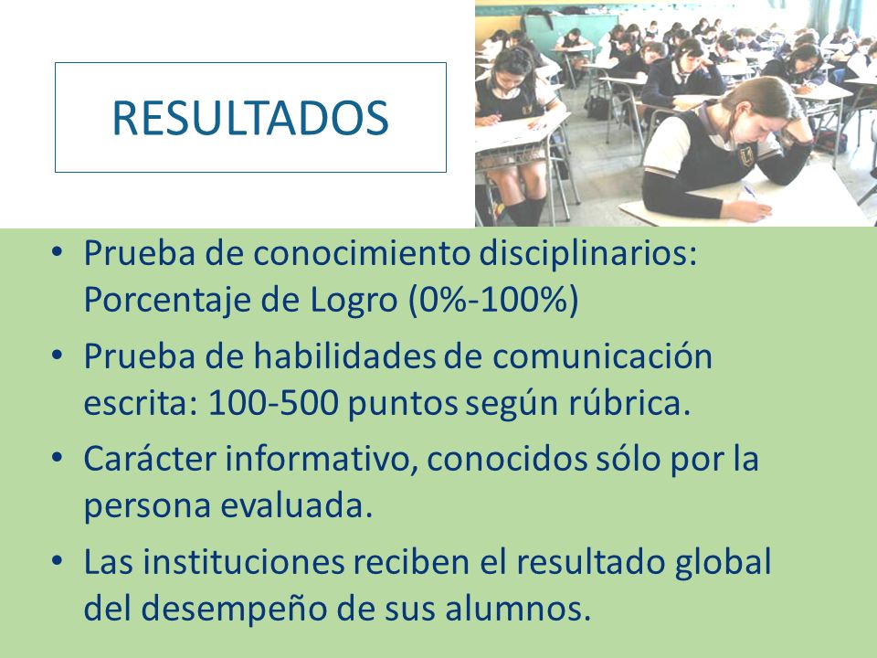 RESULTADOS Prueba de conocimiento disciplinarios: Porcentaje de Logro (0%-100%)