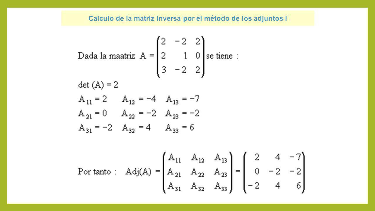 Calculo de la matriz inversa por el método de los adjuntos I