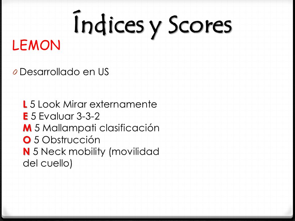 Índices y Scores LEMON Desarrollado en US L 5 Look Mirar externamente