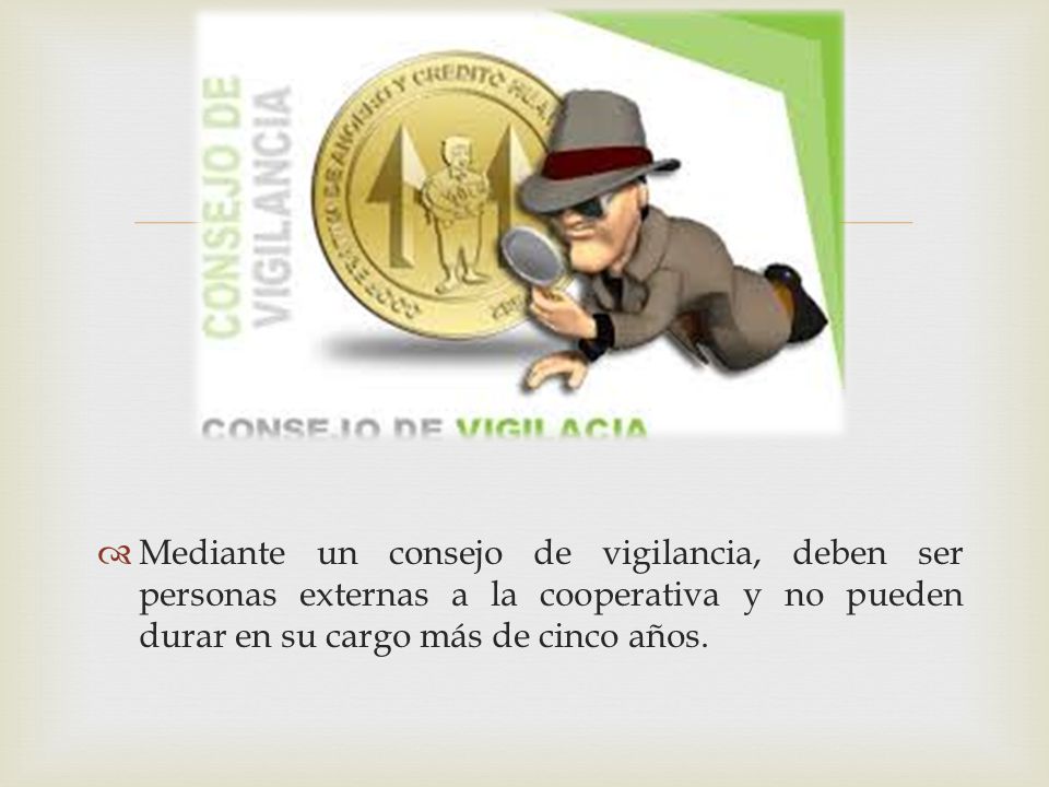 Mediante un consejo de vigilancia, deben ser personas externas a la cooperativa y no pueden durar en su cargo más de cinco años.