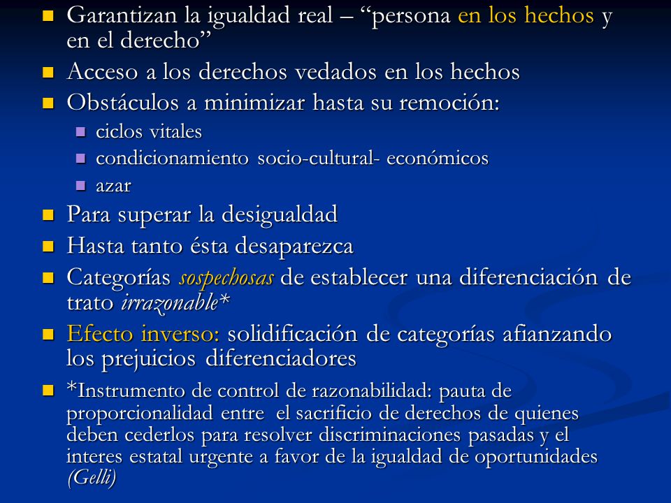 Garantizan la igualdad real – persona en los hechos y en el derecho