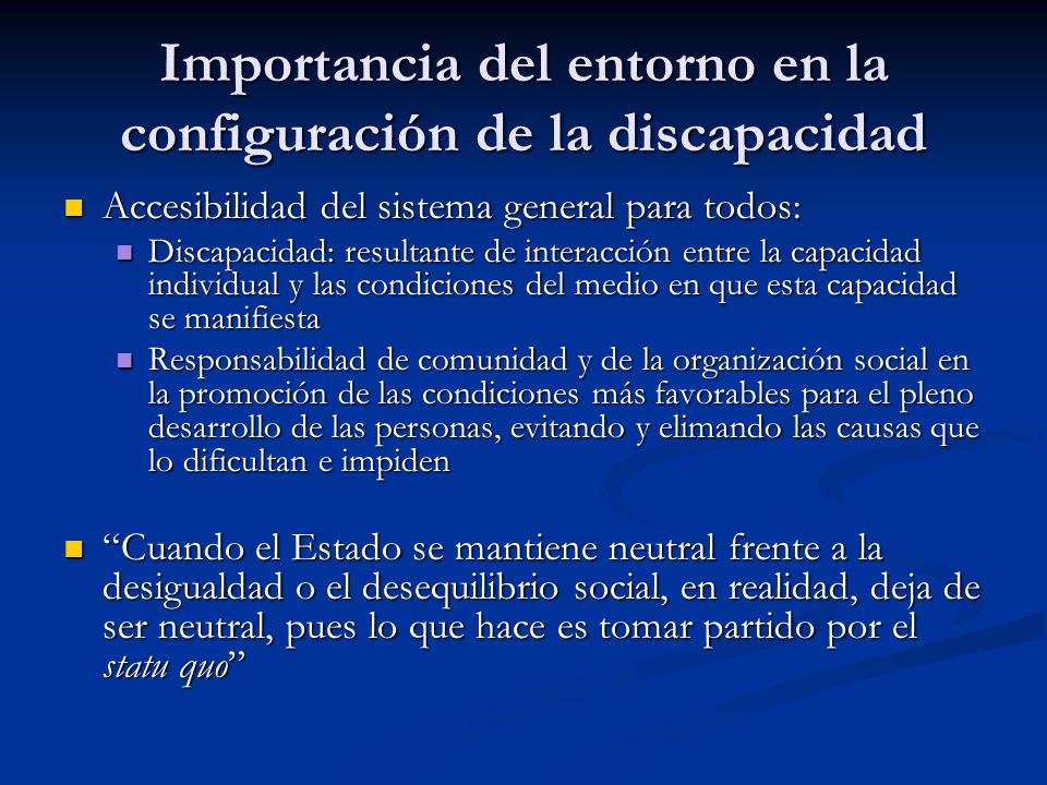 Importancia del entorno en la configuración de la discapacidad