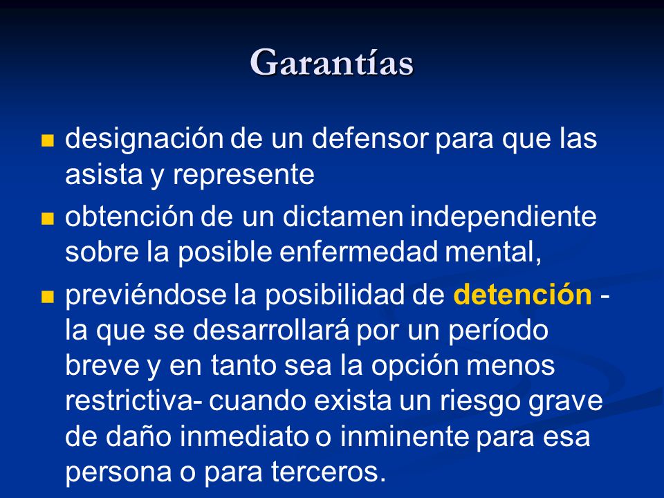 Garantías designación de un defensor para que las asista y represente
