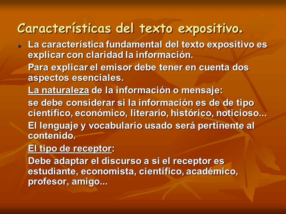 Características del texto expositivo.