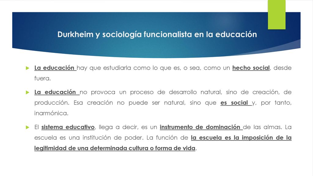 Durkheim y sociología funcionalista en la educación