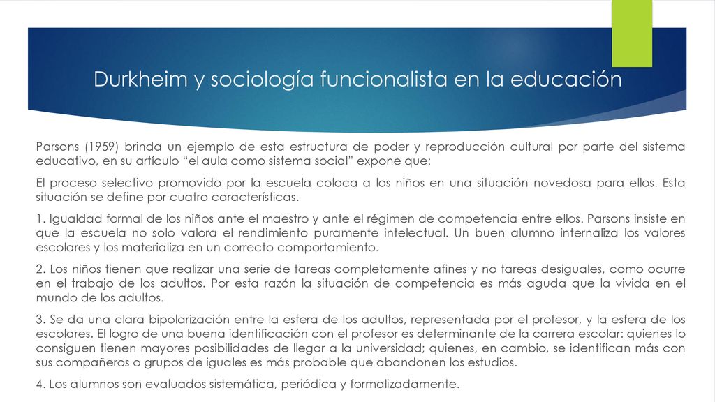 Durkheim y sociología funcionalista en la educación