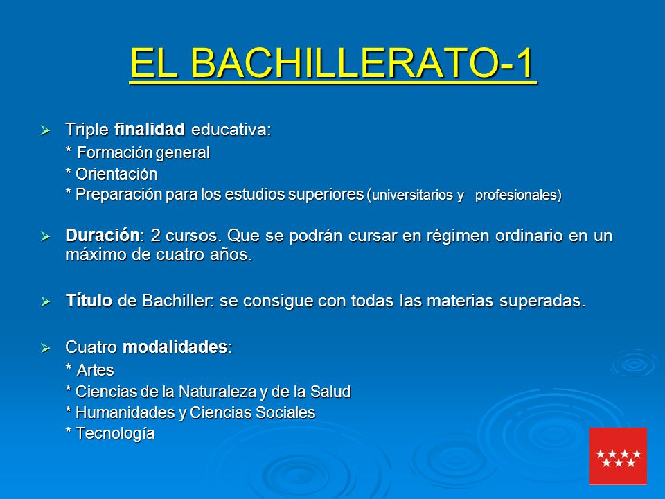 EL BACHILLERATO-1 Triple finalidad educativa: * Formación general