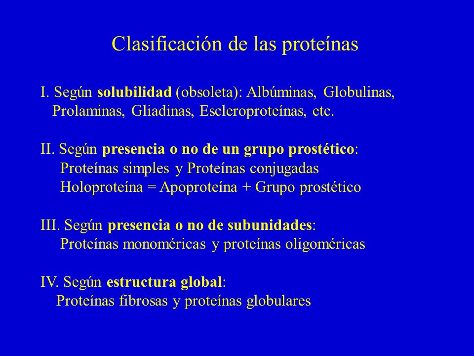 Clasificación de las proteínas