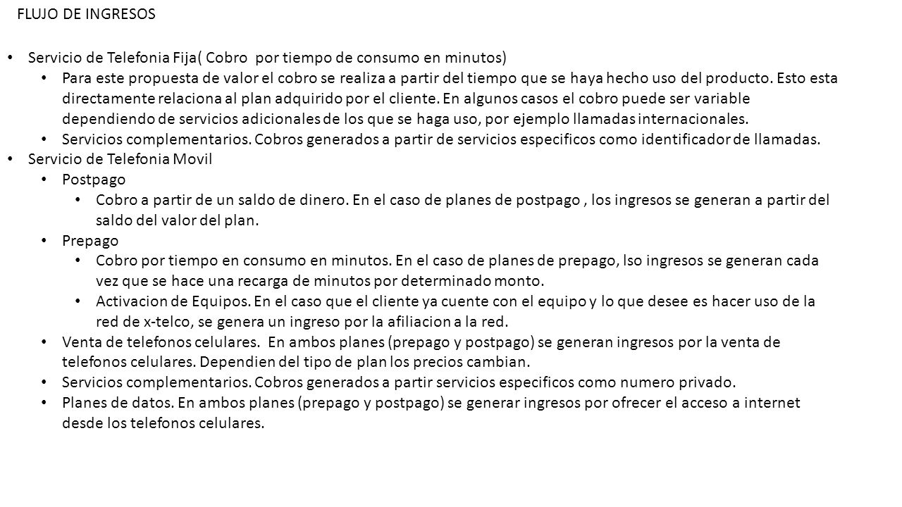 Servicio de Telefonia Fija( Cobro por tiempo de consumo en minutos)