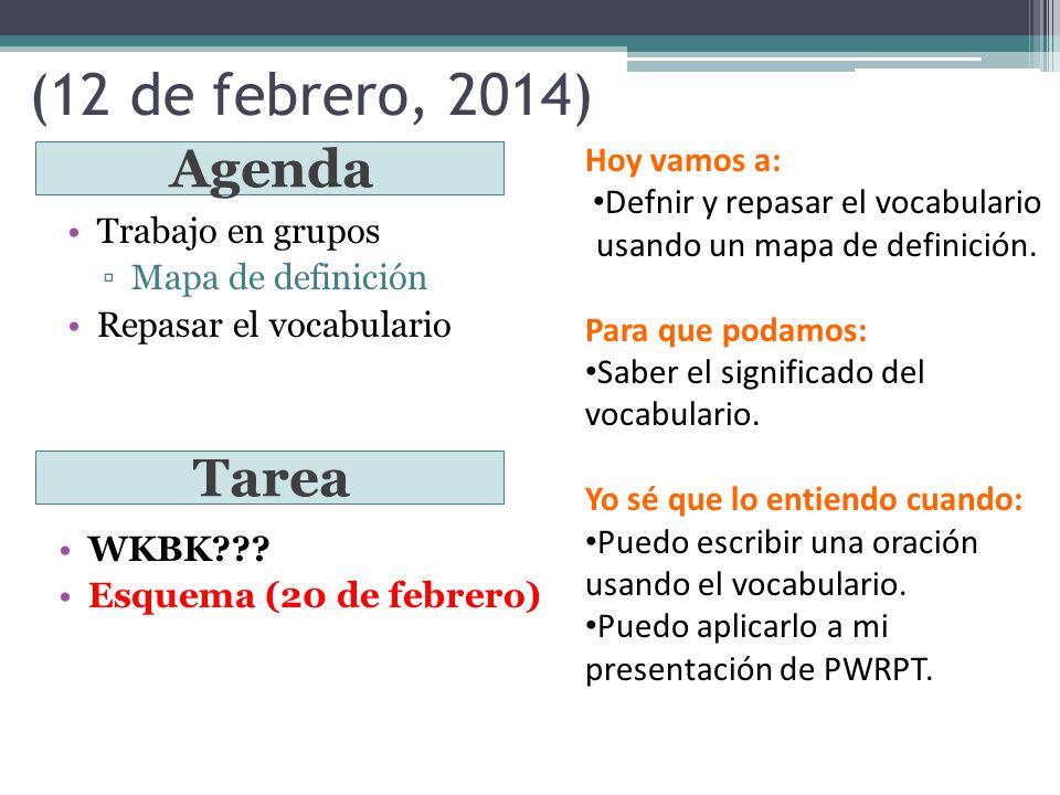 Defnir y repasar el vocabulario usando un mapa de definición.