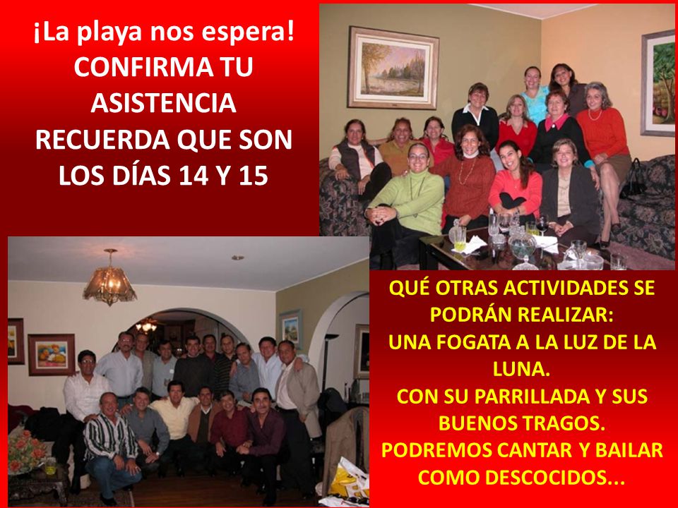 CONFIRMA TU ASISTENCIA RECUERDA QUE SON LOS DÍAS 14 Y 15