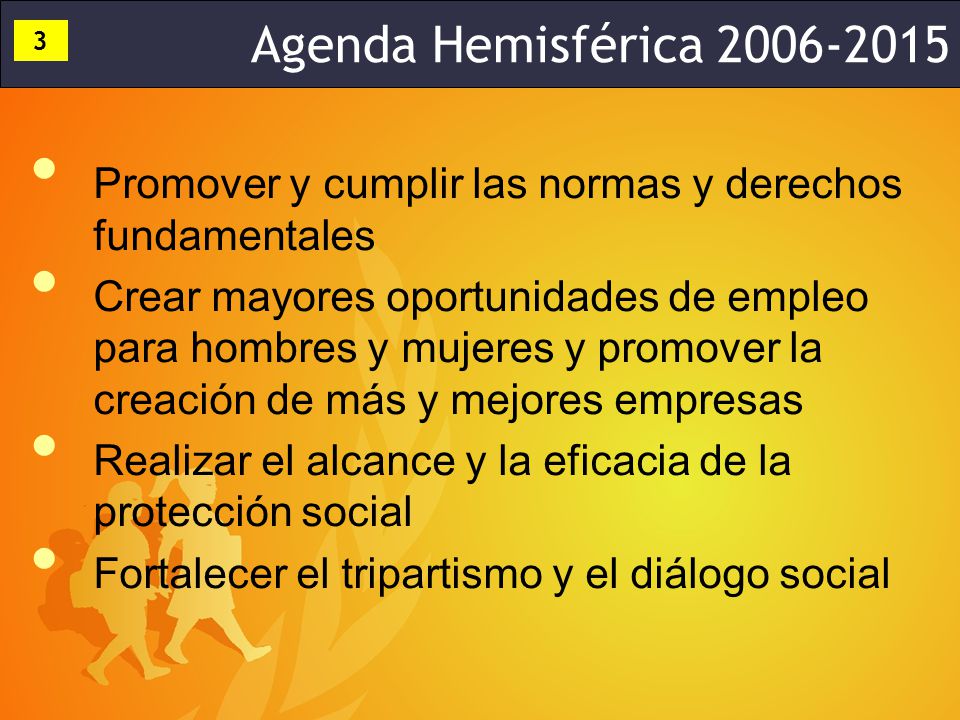 Agenda Hemisférica Promover y cumplir las normas y derechos fundamentales.