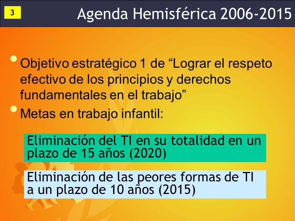 Agenda Hemisférica Objetivo estratégico 1 de Lograr el respeto efectivo de los principios y derechos fundamentales en el trabajo