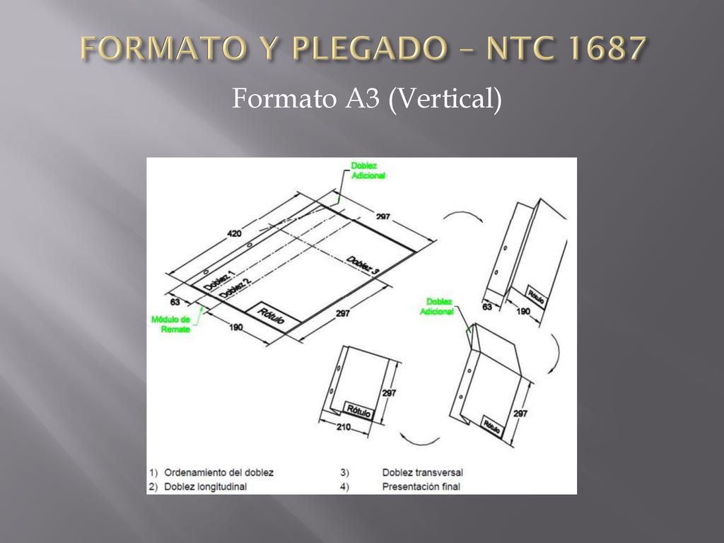 FORMATO Y PLEGADO – NTC 1687 Formato A3 (Vertical)
