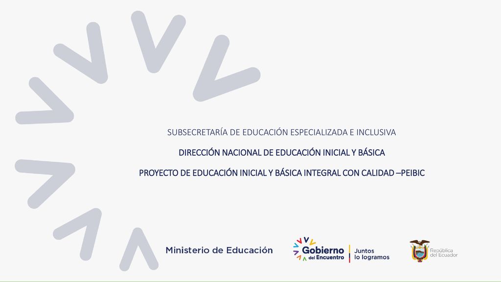 SUBSECRETARÍA DE EDUCACIÓN ESPECIALIZADA E INCLUSIVA DIRECCIÓN NACIONAL DE EDUCACIÓN INICIAL Y BÁSICA PROYECTO DE EDUCACIÓN INICIAL Y BÁSICA INTEGRAL CON CALIDAD –PEIBIC