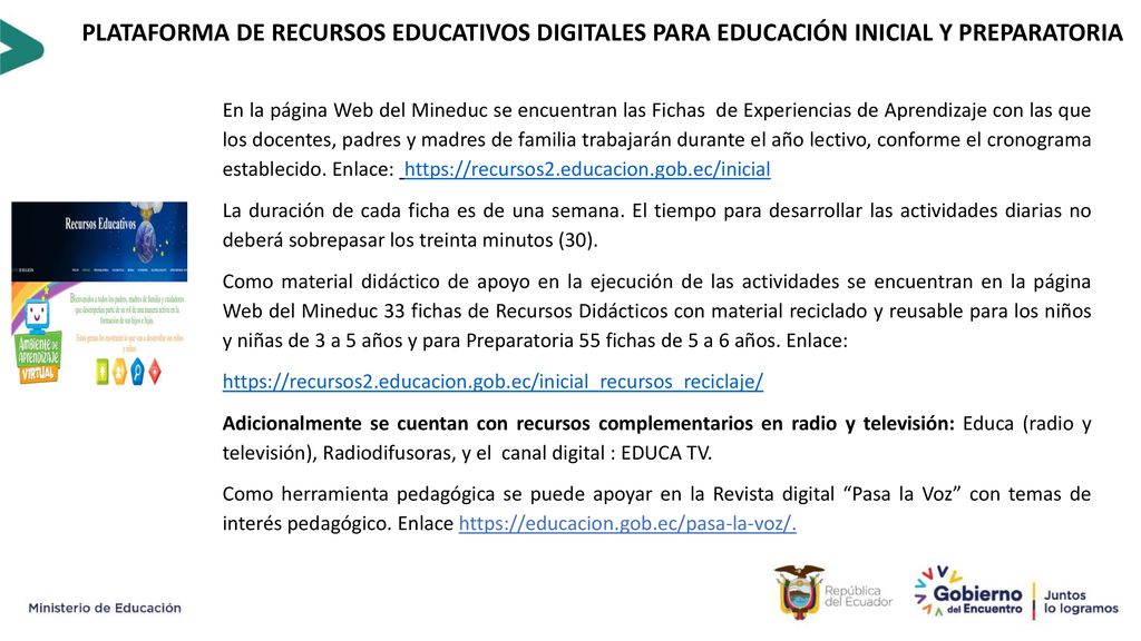 PLATAFORMA DE RECURSOS EDUCATIVOS DIGITALES PARA EDUCACIÓN INICIAL Y PREPARATORIA