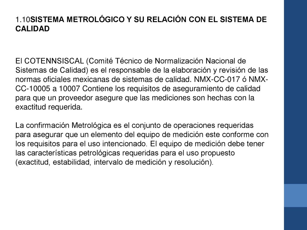 1.10SISTEMA METROLÓGICO Y SU RELACIÓN CON EL SISTEMA DE CALIDAD