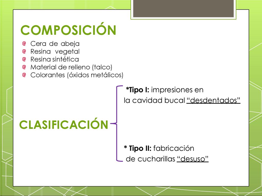 COMPOSICIÓN CLASIFICACIÓN *Tipo I: impresiones en