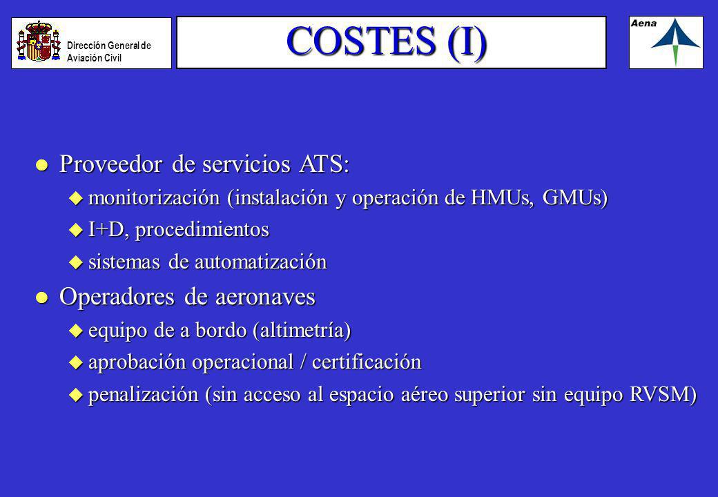 COSTES (I) Proveedor de servicios ATS: Operadores de aeronaves