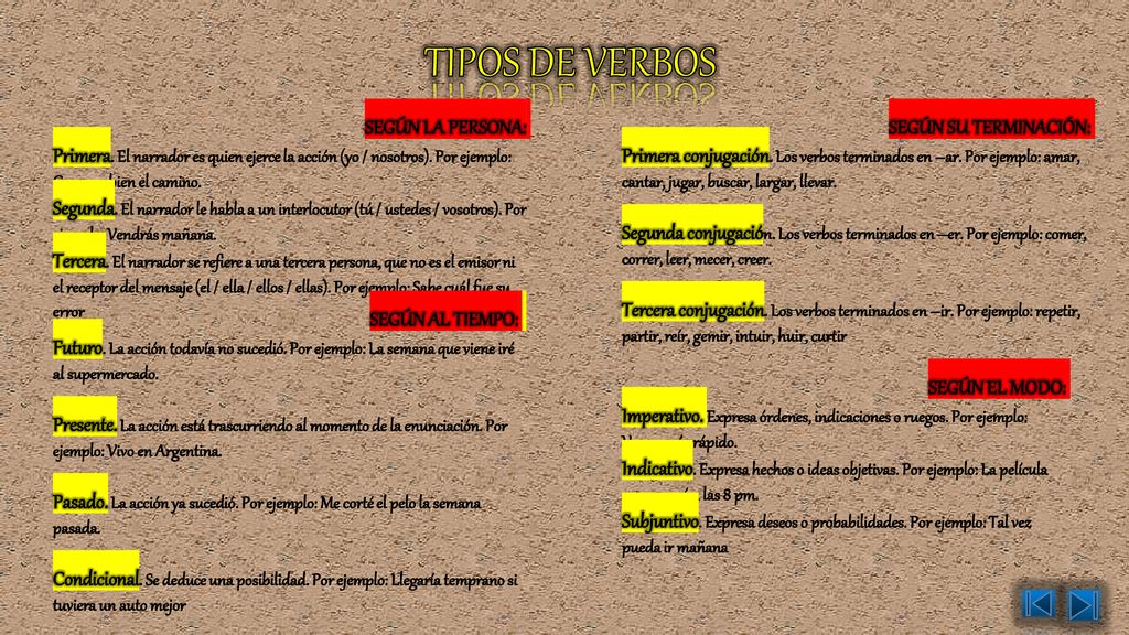 Tipos de verbos Según la persona: