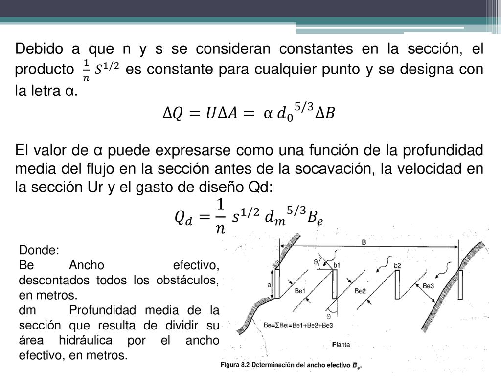 ∆𝑄=𝑈∆𝐴= α 𝑑 0 5/3 ∆𝐵 𝑄 𝑑 = 1 𝑛 𝑠 1/2 𝑑 𝑚 5/3 𝐵 𝑒