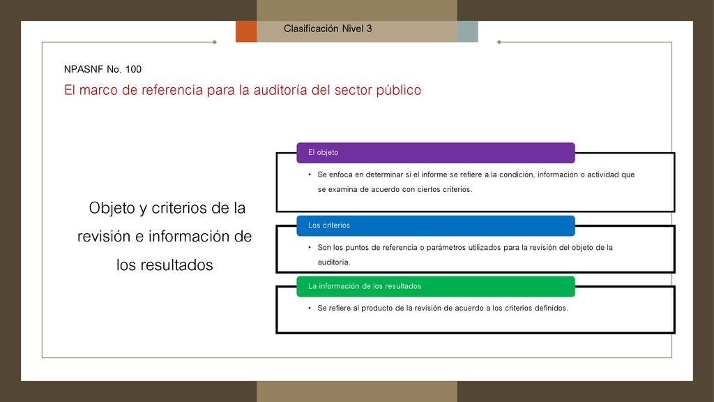 Objeto y criterios de la revisión e información de los resultados