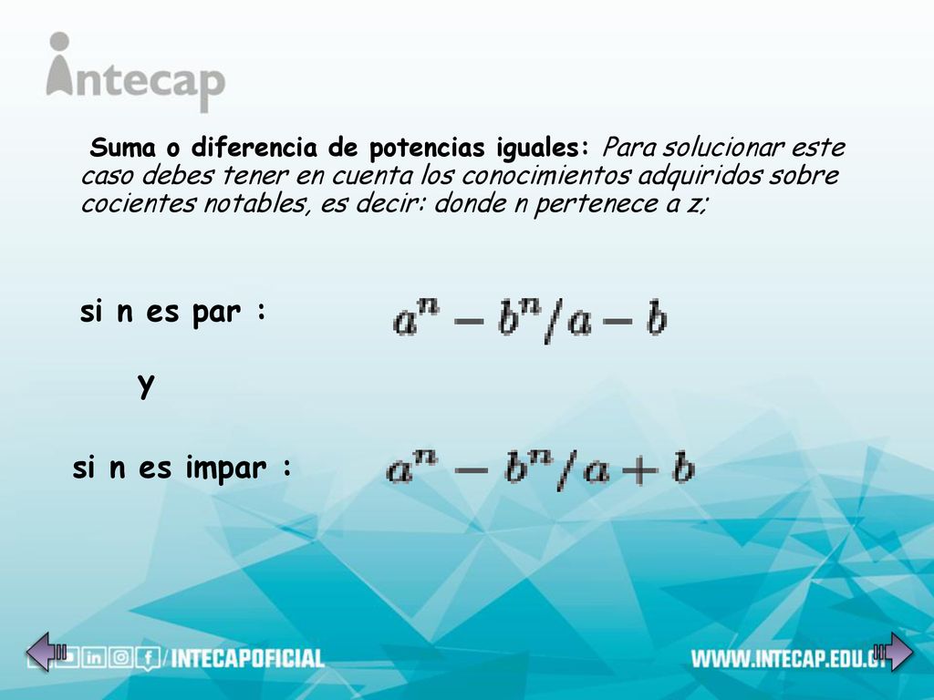 si n es par : y si n es impar :