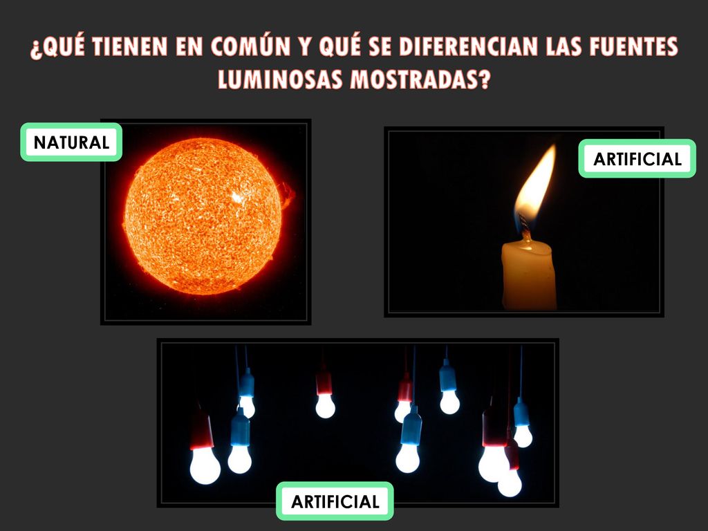 ¿QUÉ TIENEN EN COMÚN Y QUÉ SE DIFERENCIAN LAS FUENTES LUMINOSAS MOSTRADAS
