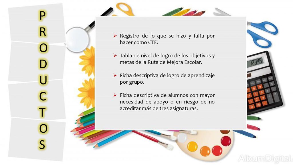 PRODUCTOS Registro de lo que se hizo y falta por hacer como CTE.